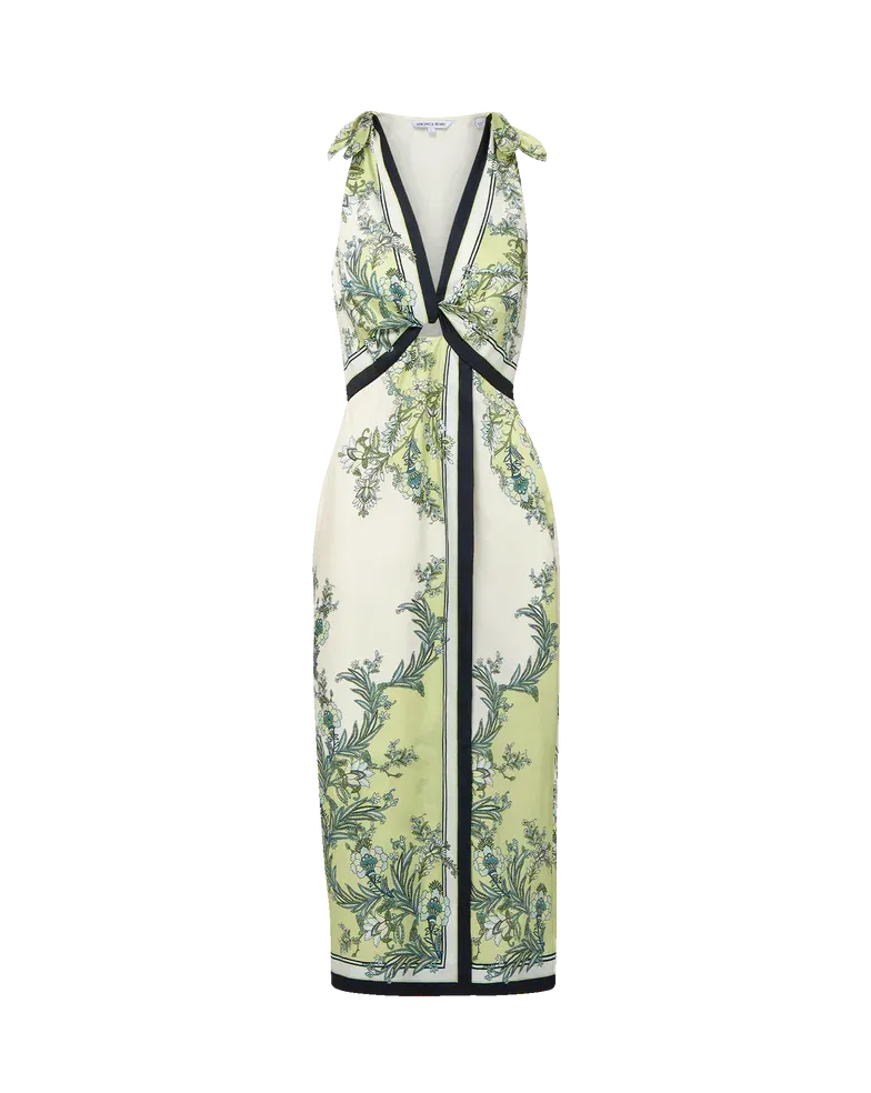 KALIZA SCARF-PRINT MIDI DRESS