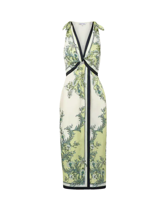 KALIZA SCARF-PRINT MIDI DRESS