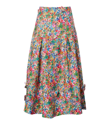 PEASANT FLORAL OFF-WHITE BUTTERFLIES MAXI SKIRT