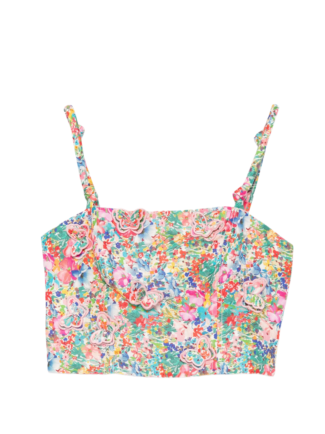 PEASANT FLORAL OFF WHITE BUTTERFLIES TOP