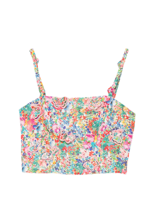 PEASANT FLORAL OFF WHITE BUTTERFLIES TOP