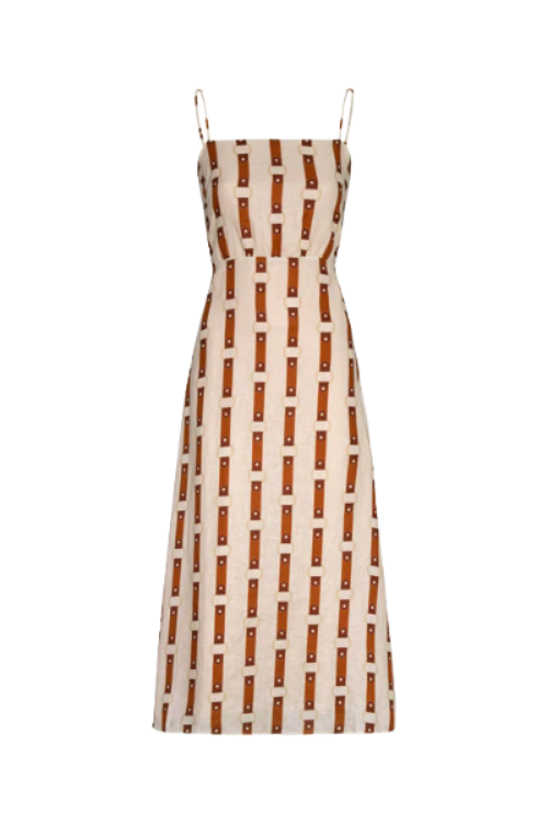 NATIVA LINEN MIDI  DRESS