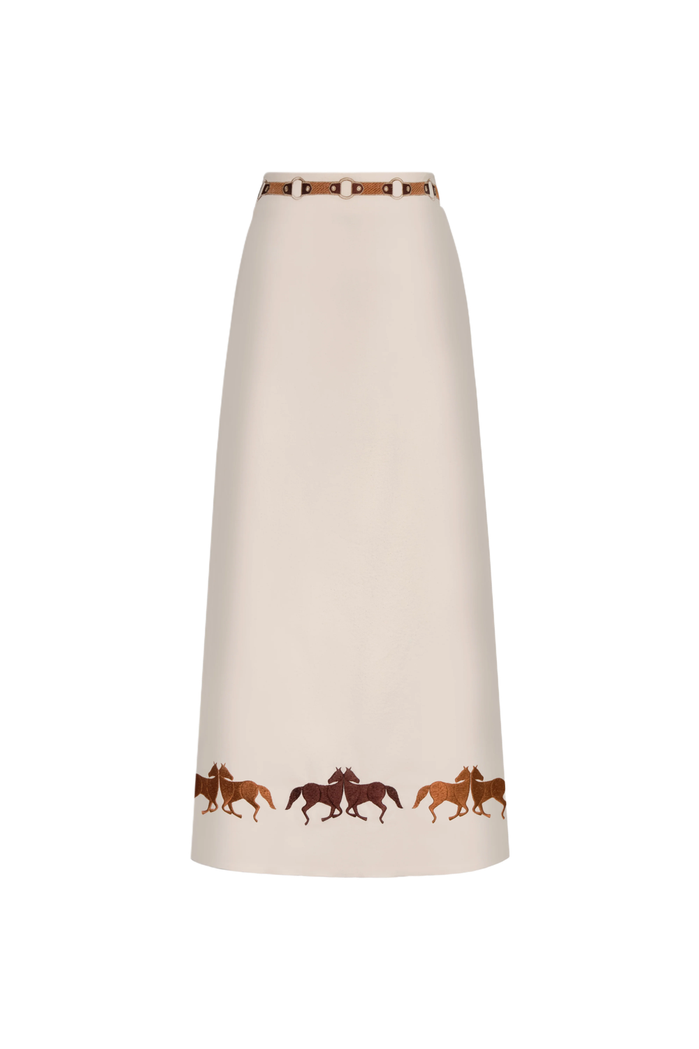 EL CARMEN EMBROIDERED CANVAS MIDI SKIRT