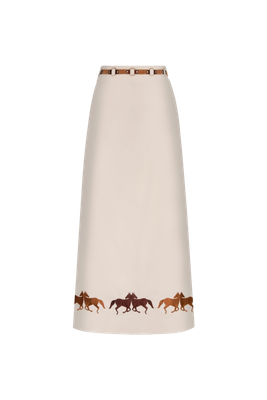 EL CARMEN EMBROIDERED CANVAS MIDI SKIRT