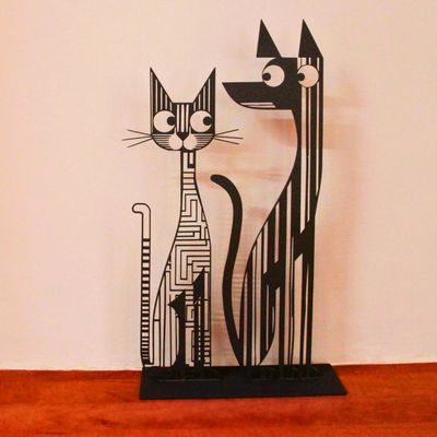 Cat and Dog Sculpture