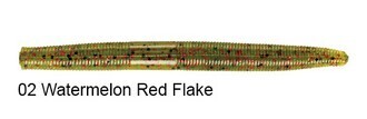 YUM SOFT BAIT Serie, DINGER 3&quot;-7,5cm, Colore: 02 WATERMELON RED FLAKE