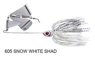 BOOYAH BAIT CO. BUZZBAIT Serie, BUZZ, Colore/Misura: 605 SNOW WHITE SHAD Misura 10,5&quot; gr. - #4/0