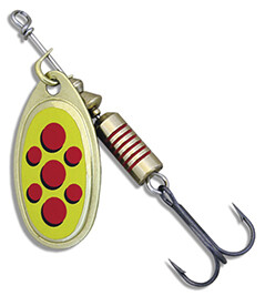 ARTIFICIALI ROTANTI SPINNER Serie, ORO GIALLO PUNTI ROSSI