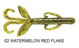 YUM SOFT BAIT Serie, CHRISTIE CRITTER, Colore: 02 WATERMELON RED FLAKE