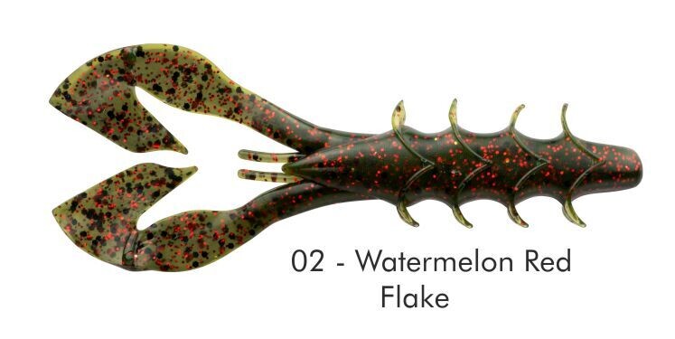 YUM SOFT BAIT Serie, SPINE CRAW, Colore: 02 WATERMELON RED FLAKE