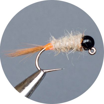 Crown Serie, Tungsten Barbless Nymph, Hares Orange Tag