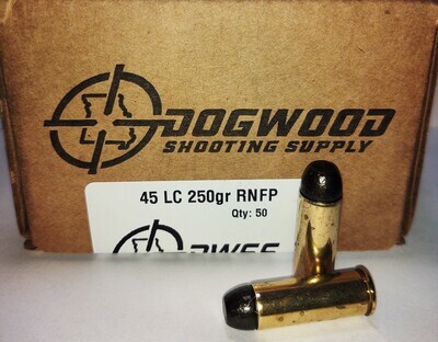 45 Long Colt 250gr "Cowboy Load" RNFP, 50 rounds/box