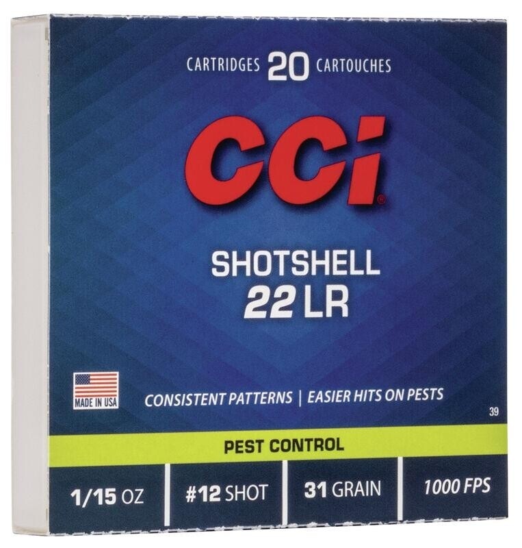 22LR CCI Bird Shot #12 Pest Control 20 rounds