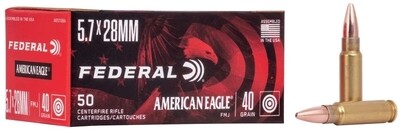 5.7x28mm – 40 GR – FMJ – American Eagle – QTY 50