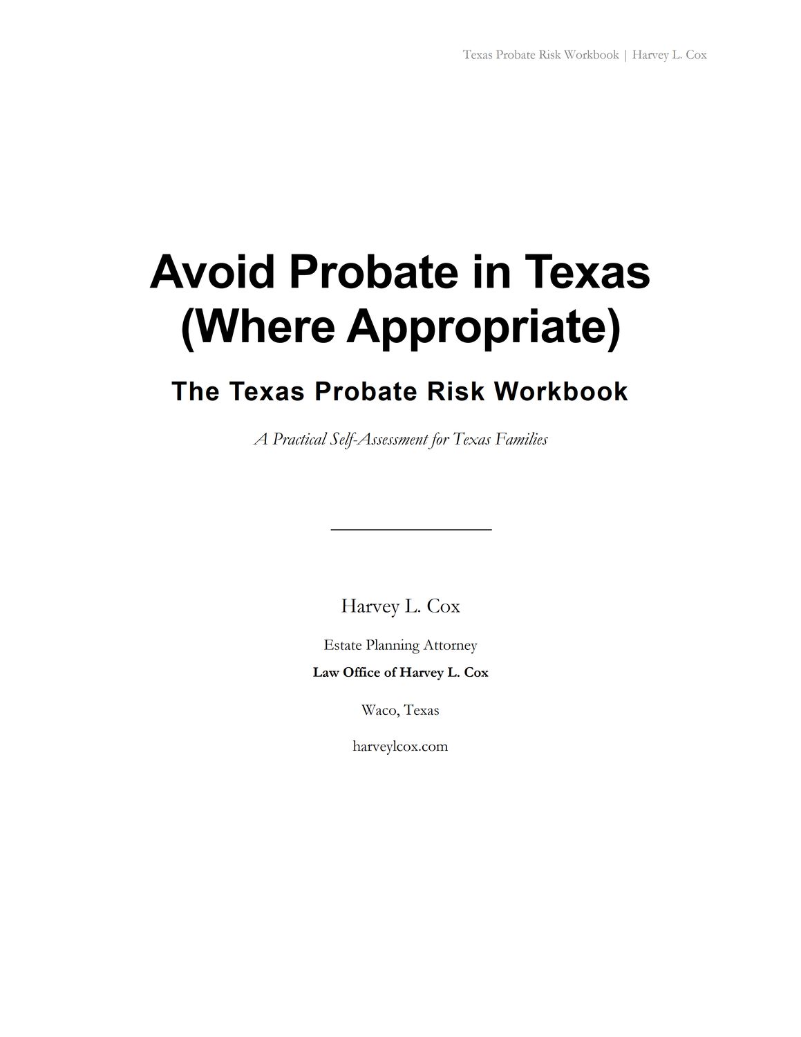 Texas Probate Risk Workbook (PDF)