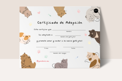 Certificado de Adopción Digital Gatito
