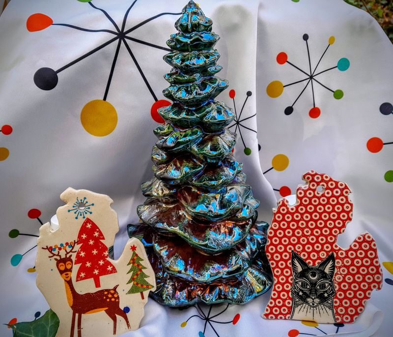 Raku Trees and Wet Clay Ornaments at the Studio 12/5!