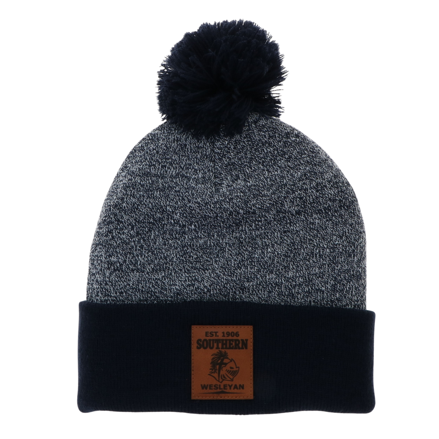 L2 Leather Patch Beanie - Navy