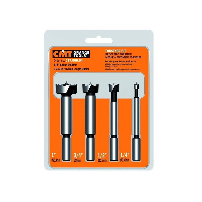 CMT 537.000.04 4-Piece Forstner Bit set1/4 -1/2 -3/4 -1-Inch Diameters3/8-Inch Shank