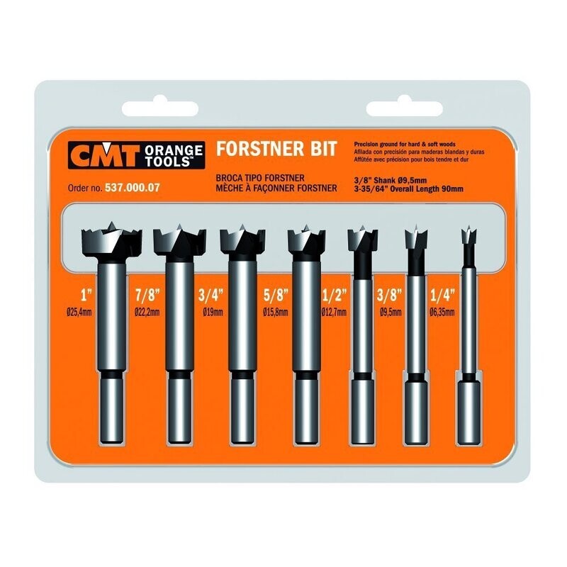 CMT 537.000.07 7-Piece Forstner Bit set1/4-3/8-1/2-5/8-3/4-7/8-1 Diameters3/8-Inch Shank