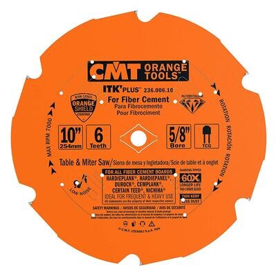 CMT 236.006.10 ITK PLUS Diamond Saw Blade for Fiber Cement Products10-Inch x 6 Trapezoidal Teeth with 5/8-Inch BorePTFE Coating