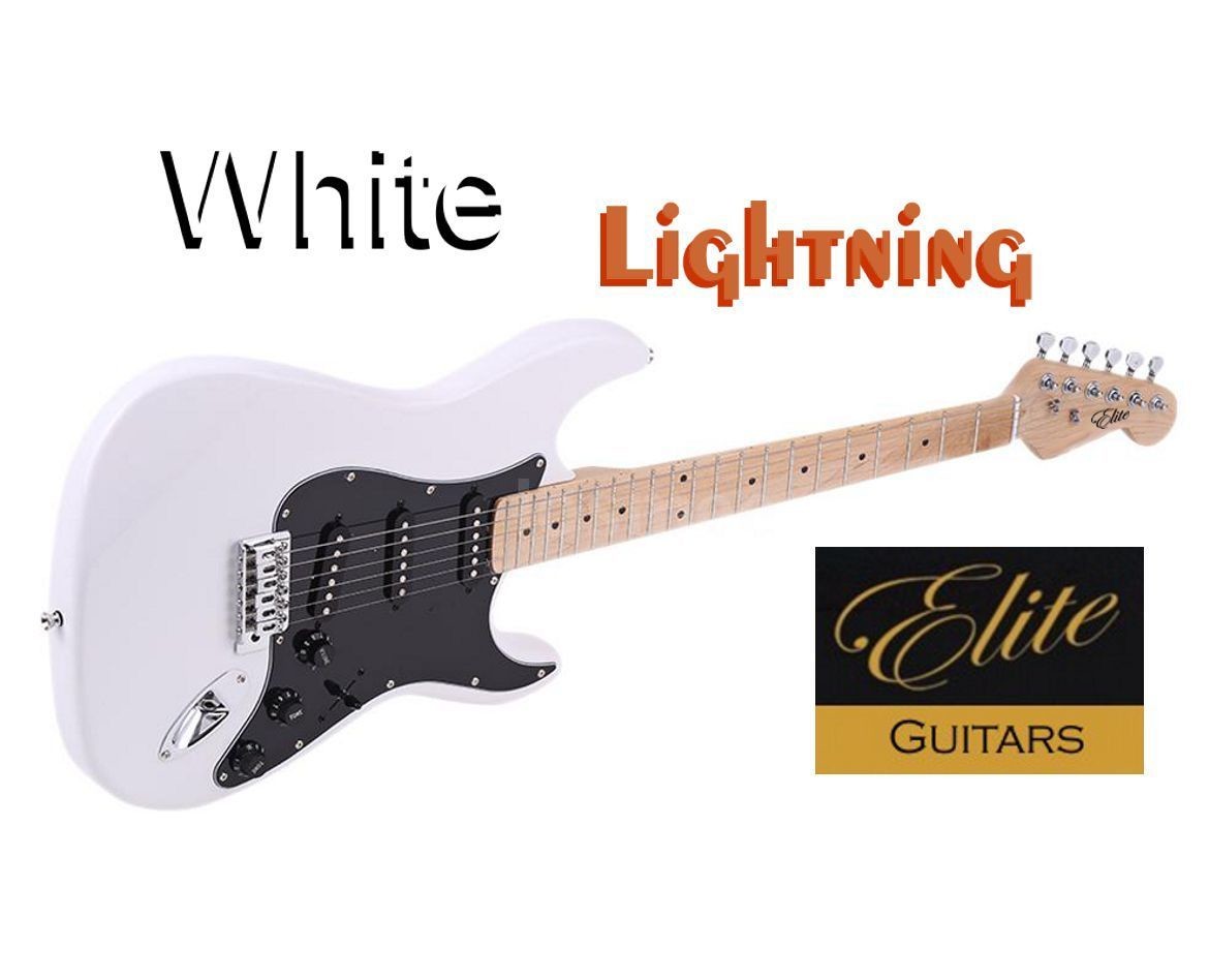 Elite Strat Pro Style Guitar " White Lightning " Mdl-WL-strat