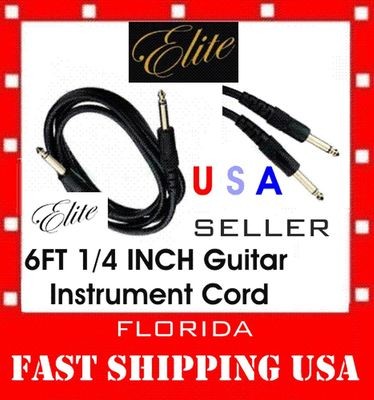 Elite 6FT Mono 1/4 Male to Male Guitar Amplifier Microphone Headphone Cable Cord