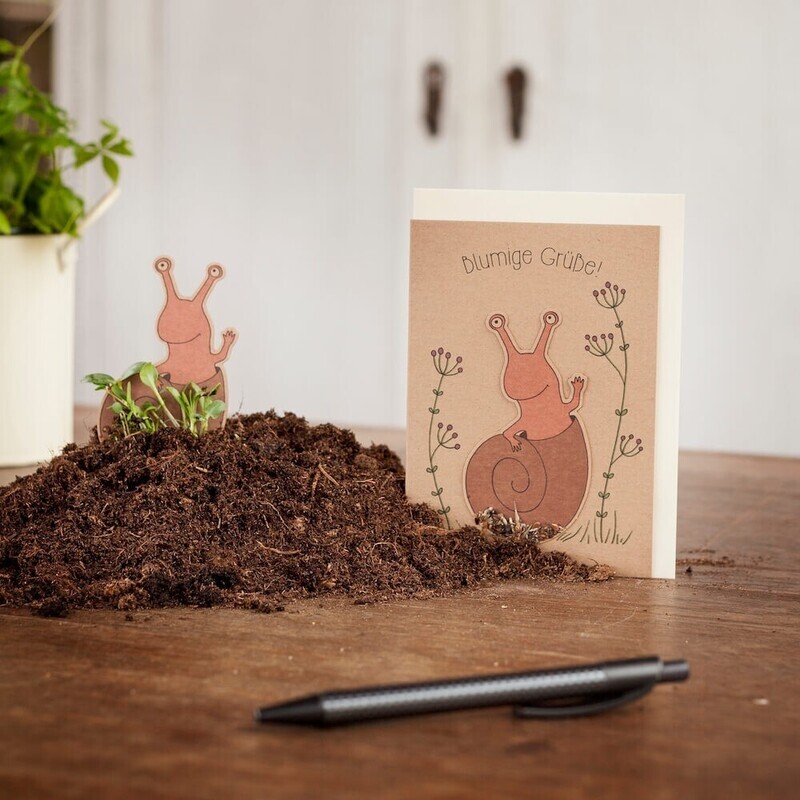 Karte Blumige Grüsse! mit Blumensamen