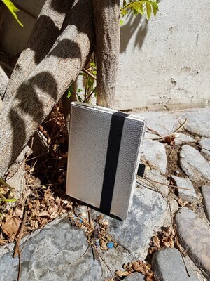 Notizbuch Leder silber