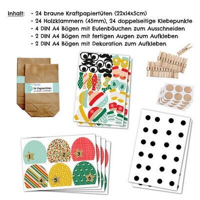 Adventskalender Eulen bunt