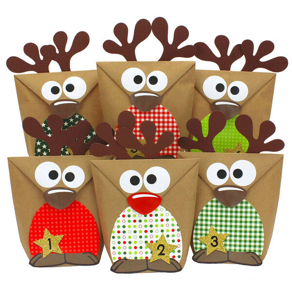 Adventskalender Rentiere rot