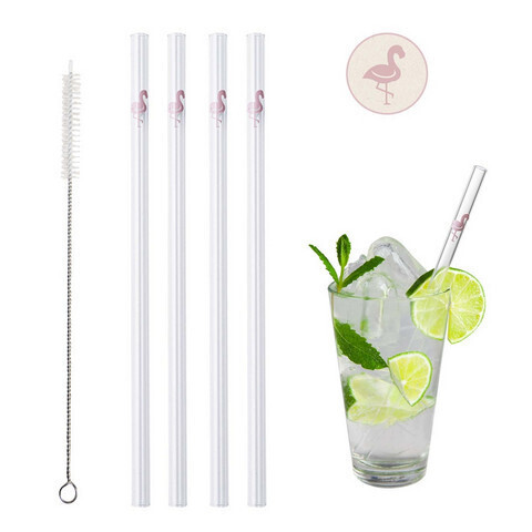 Glasröhrli 4er Set Flamingo