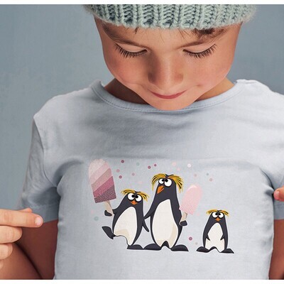 Bügelbild Kinder Pinguine Eis