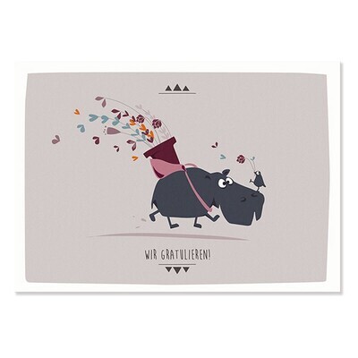 Postkarte Wir gratulieren!
