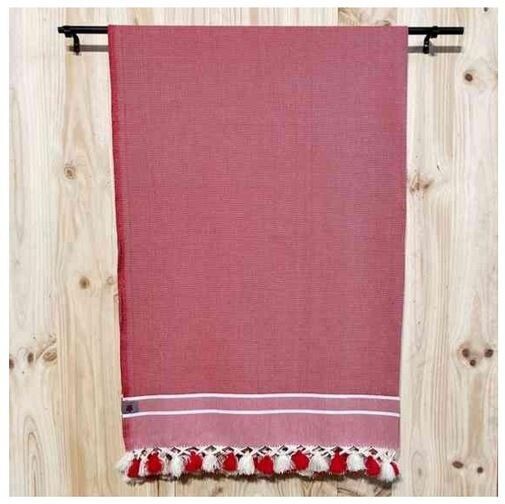 Badetuch rot Pompom