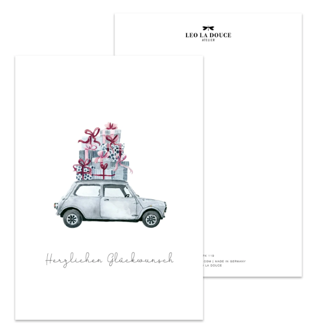 Postkarte Geschenkeauto