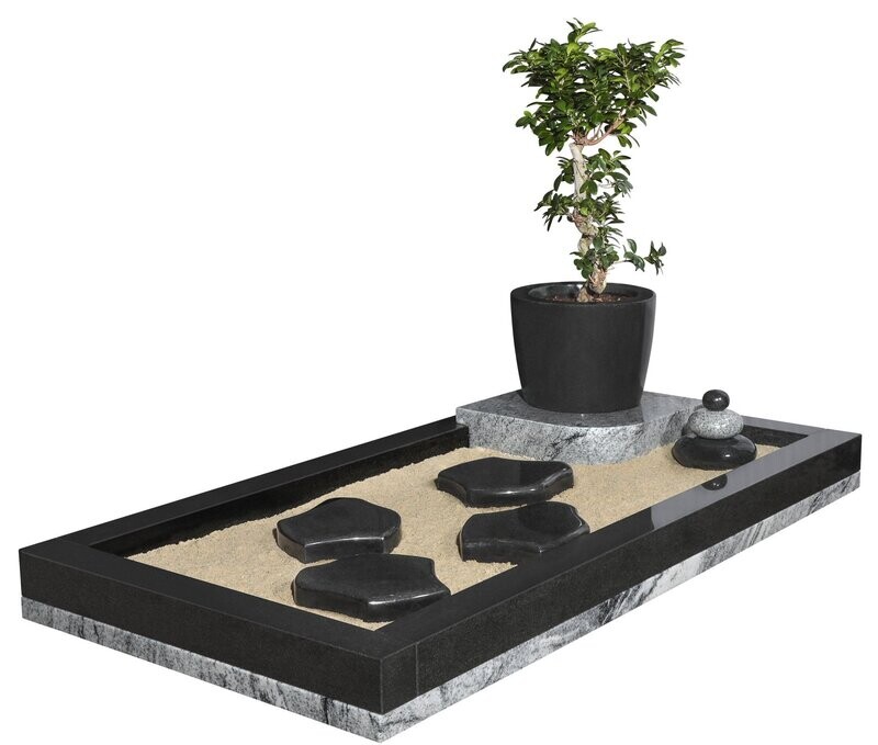 Monument funéraire Jardin en granit Noir Intense & Viscount White