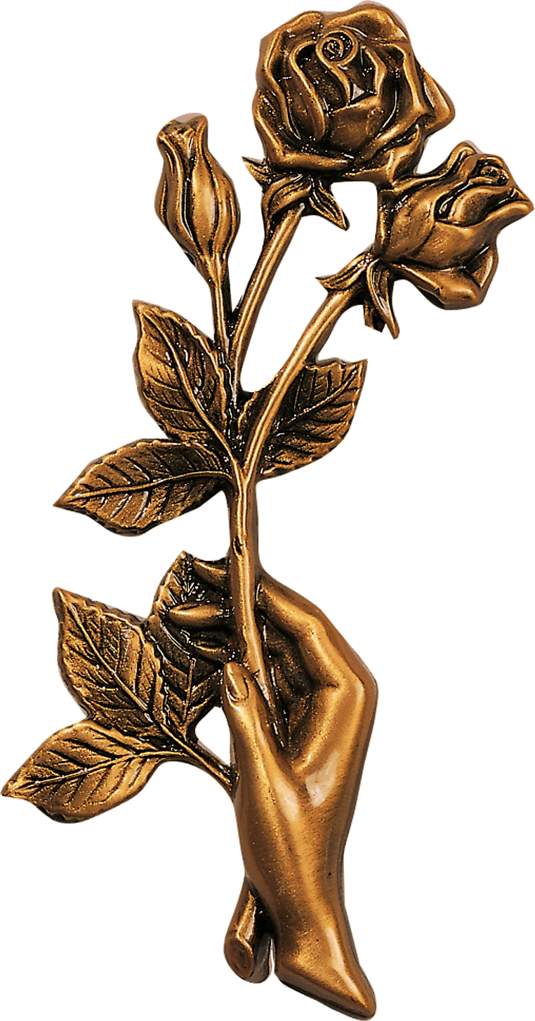 Main et bouquet de roses h 21 x 11,5 cm