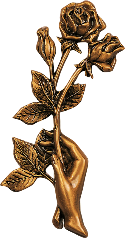 Main et bouquet de roses h 21 x 11,5 cm