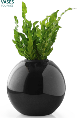 Vase boule en granit Noir Fin 13 cm de diamètre