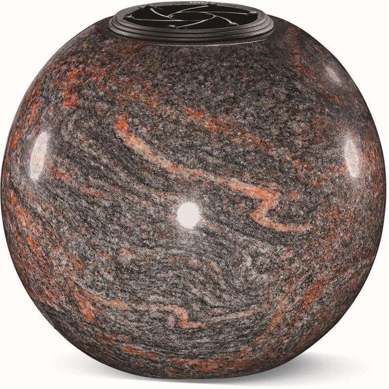 Vase boule en granit massif Himalaya Blue Ø 13 x 13 ht