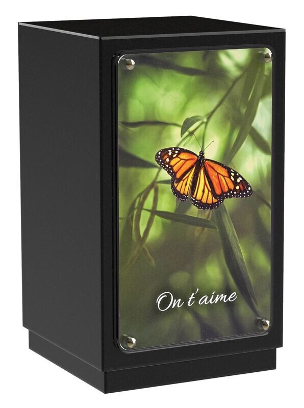 Urne carrée granit + Altuglass papillon