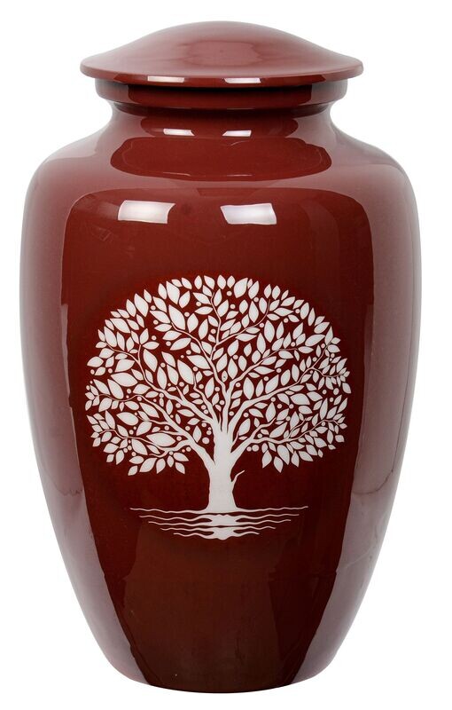 Urne rouge décor imprimé ARBRE