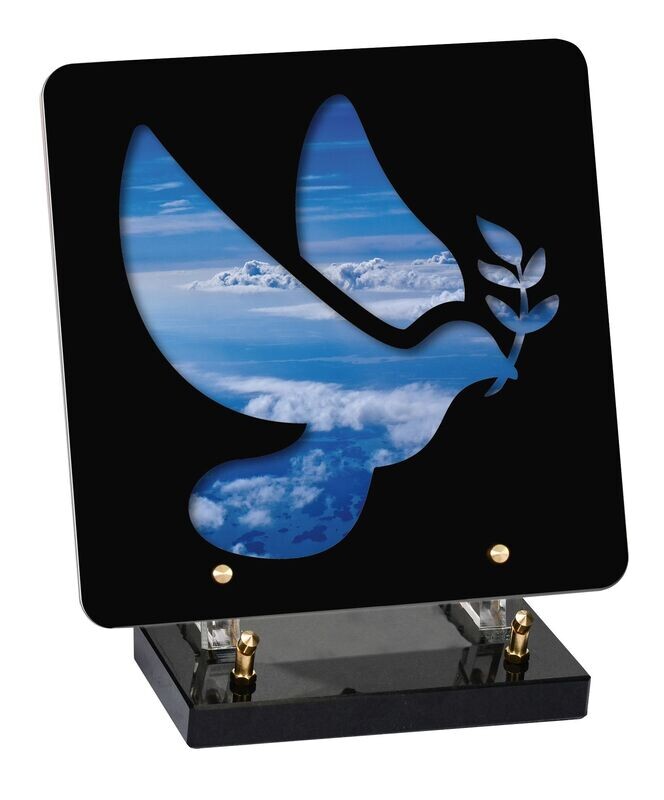 Plaque Altuglass POCHOIR Colombe & nuages