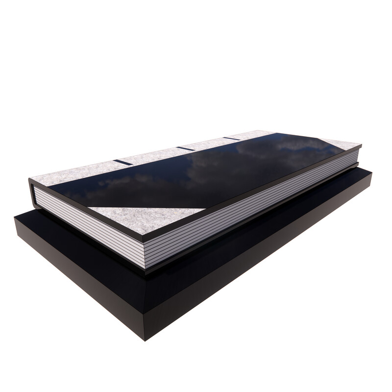 Monument funéraire LIVRE en granit Noir Intense & Viscount White