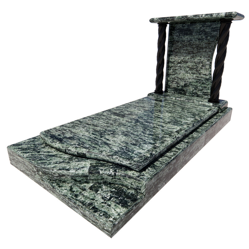 Monument funéraire colonnes SPIRUL en granit Vert Olive