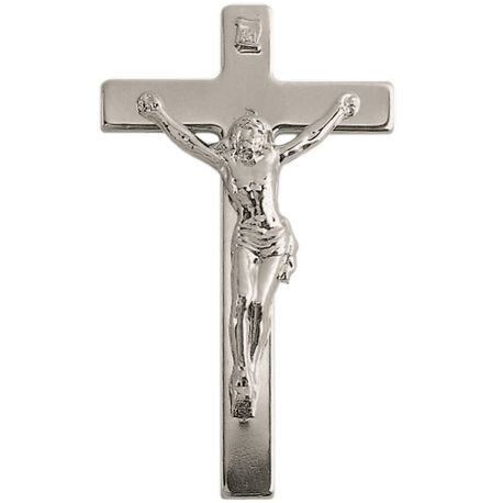 CROIX AVEC CHRIST À APPLIQUER H.13X7.5 INOX