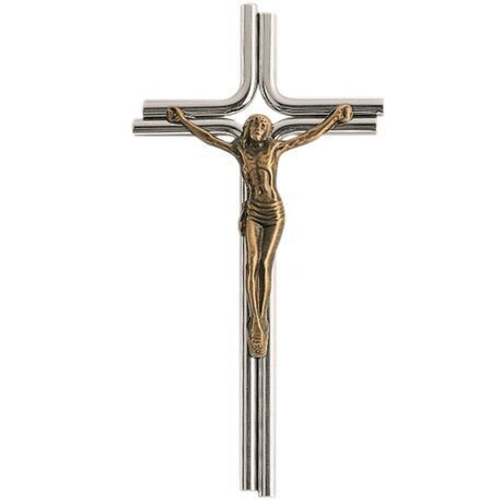 CROIX AVEC CHRIST À APPLIQUER H.16X8 INOX