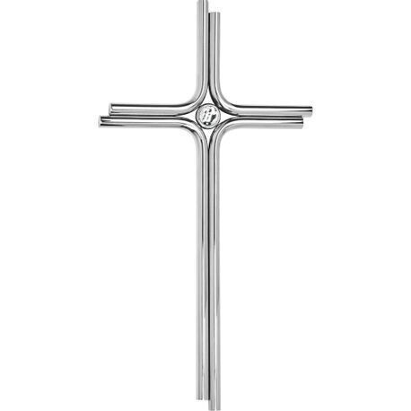 CROIX INOX BRILLANT MOYEN MODELE H40X22 PIERRE TRANSP
