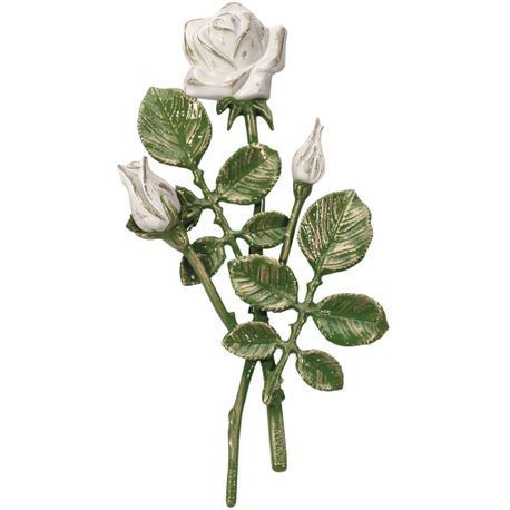 APPLICATION FLEUR H.30X13 BLANC PEINT À LA MAIN